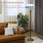 Vintage Floor Lamp with Handcrafted Stained Glass Shade