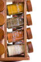 Acacia Wood Revolving Spice Rack with 16 Jars