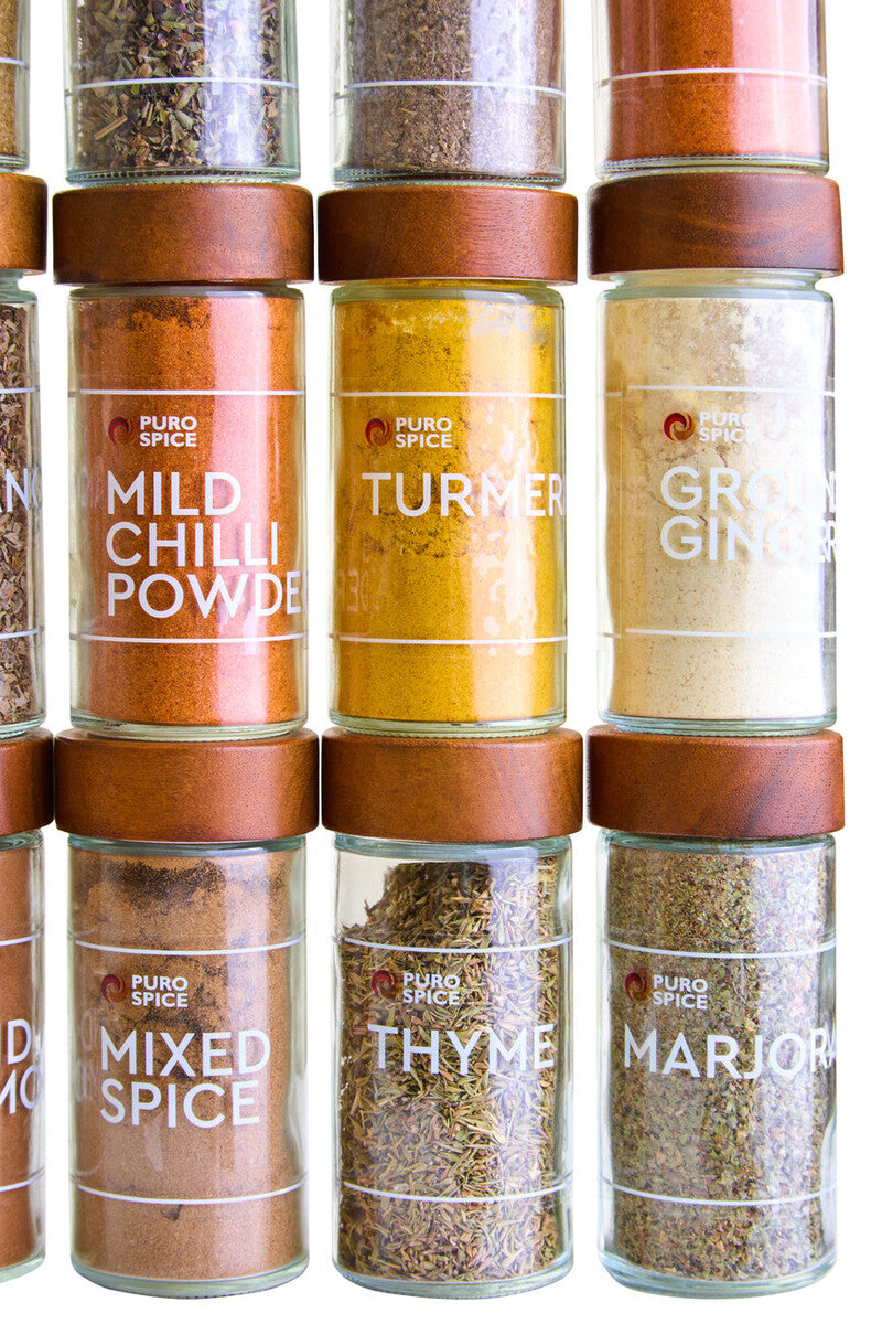 Acacia Wood Revolving Spice Rack with 16 Jars