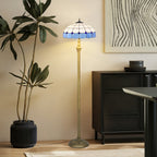 Vintage Floor Lamp with Handcrafted Stained Glass Shade