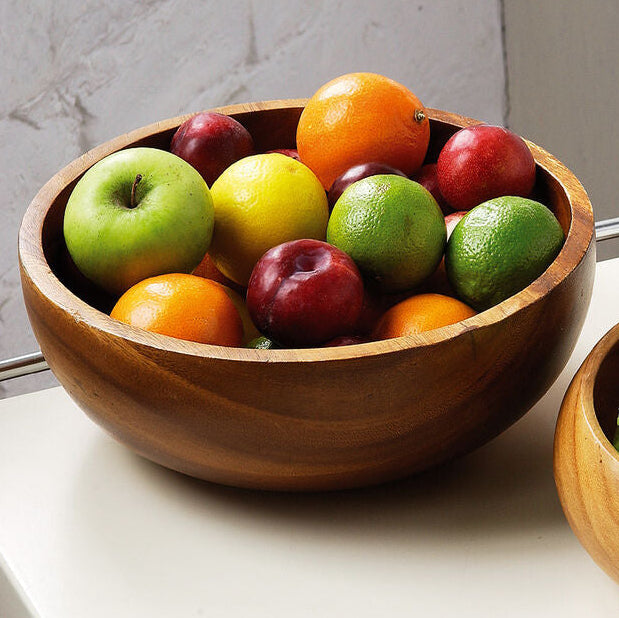 Acacia Wood Style Fruit & Salad Serving Bowl