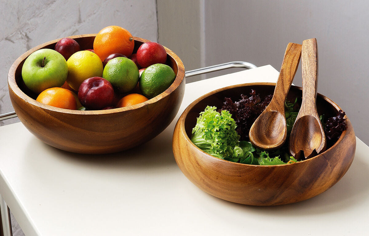 Acacia Wood Style Fruit & Salad Serving Bowl