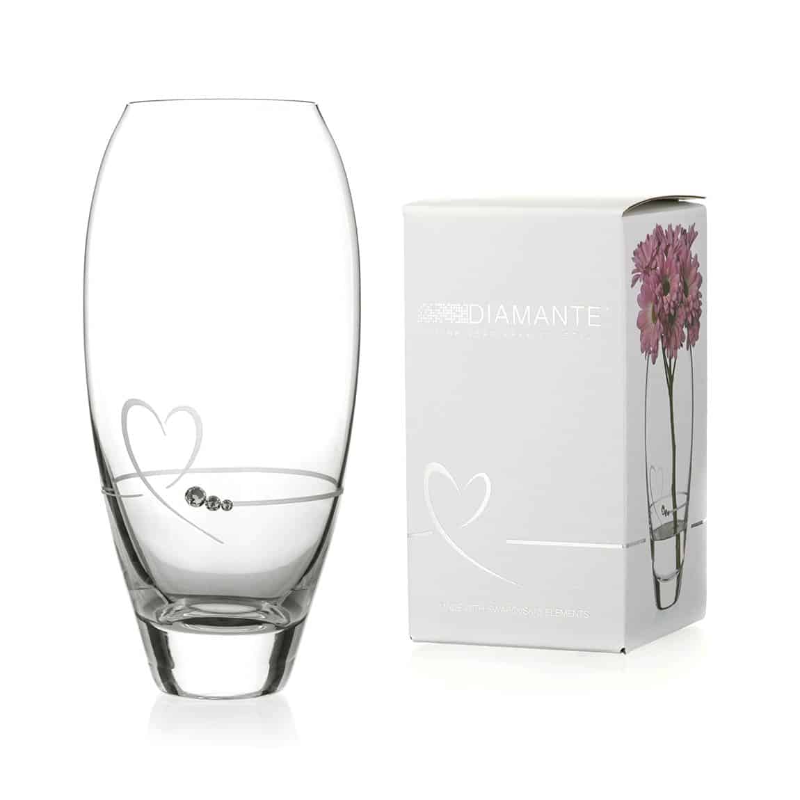 Diamante Petit Vase with Heart Design - In Gift Box - Swarovski crystals