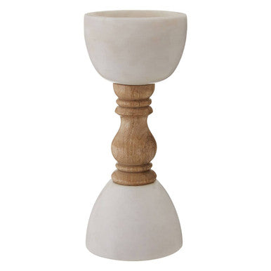 Marble & Mango Wood Pillar Candle Holder