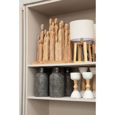 Marble & Mango Wood Pillar Candle Holder