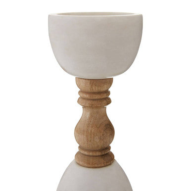 Marble & Mango Wood Pillar Candle Holder