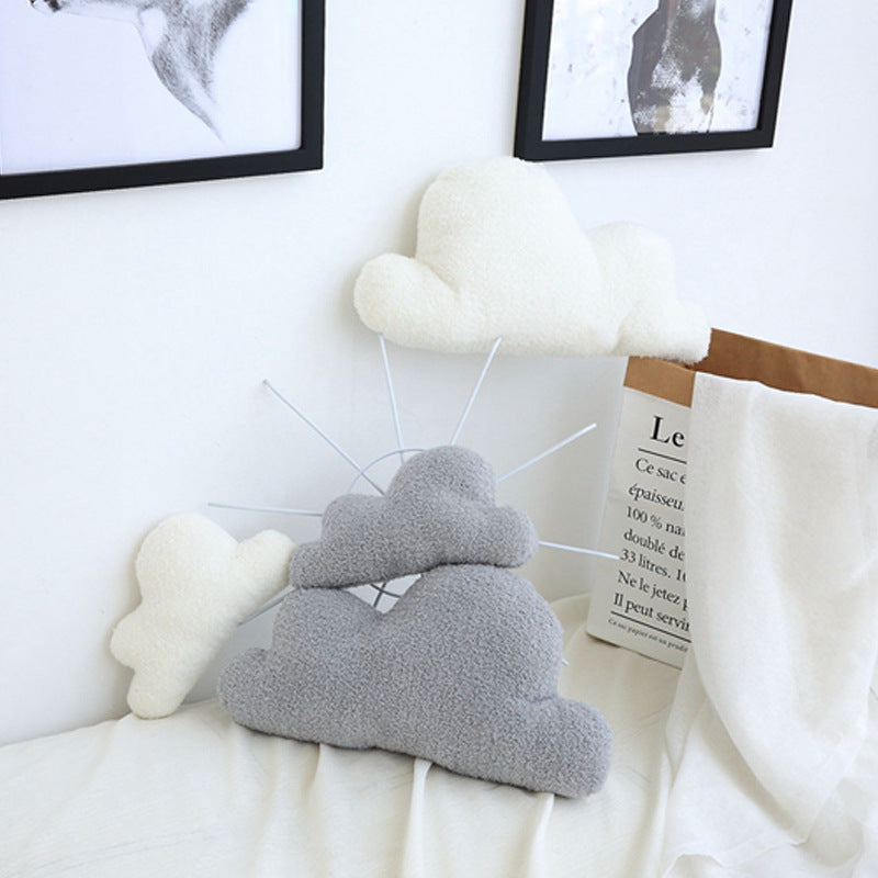 Lovely Gray White Cloud Shaped Pillow Cushion Stuffed