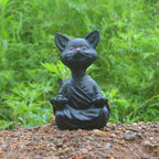Buddha Cat Figurine, Collectible Happy Cat Decor, Meditation Yoga