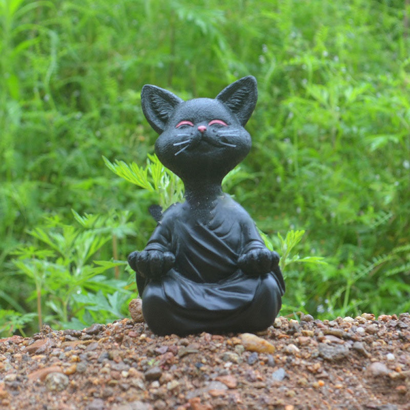 Buddha Cat Figurine, Collectible Happy Cat Decor, Meditation Yoga