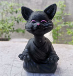 Buddha Cat Figurine, Collectible Happy Cat Decor, Meditation Yoga