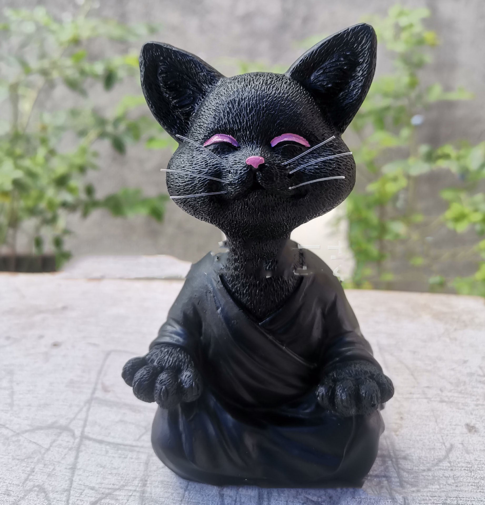Buddha Cat Figurine, Collectible Happy Cat Decor, Meditation Yoga