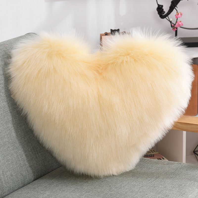 Heart Shape Plush Fluffy Shaggy Cushion