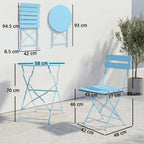 Folding Garden Bistro Set, Light Blue