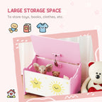 Toy Box with Lid, Safety Hinges and Groove Handles