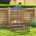Wooden Kids Picnic Table & Bench Set with Cushions and Umbrella