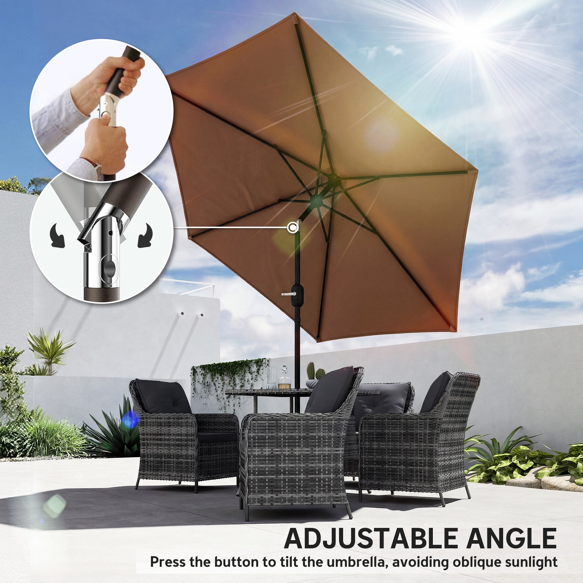 2.6 m Garden Parasol Umbrella with Aluminium Pole