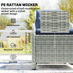 5 Piece Rattan Garden Furniture Set, Reclining Chair Set of 2 with Footstool
