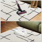Modern Fluffy Area Rug, Geometric Pattern Washable Rug
