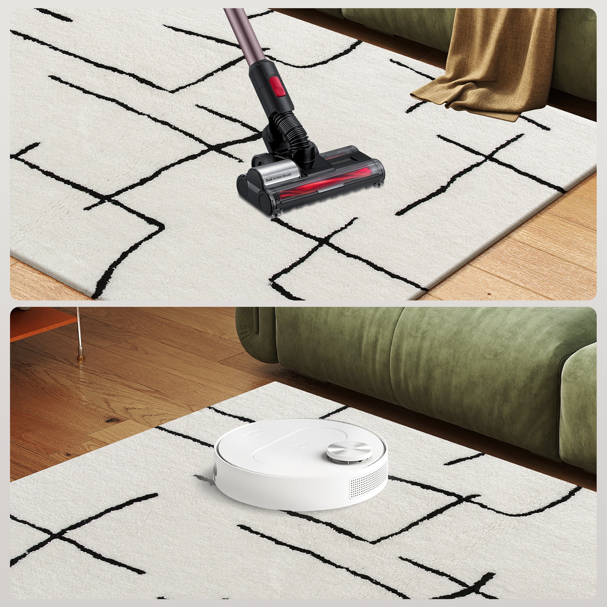 Modern Fluffy Area Rug, Geometric Pattern Washable Rug