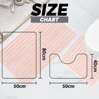 Ribbed Bath Mat Set Pink Extra Soft - 2 Piece
