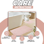 Ribbed Bath Mat Set Pink Extra Soft - 2 Piece