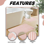 Ribbed Bath Mat Set Pink Extra Soft - 2 Piece