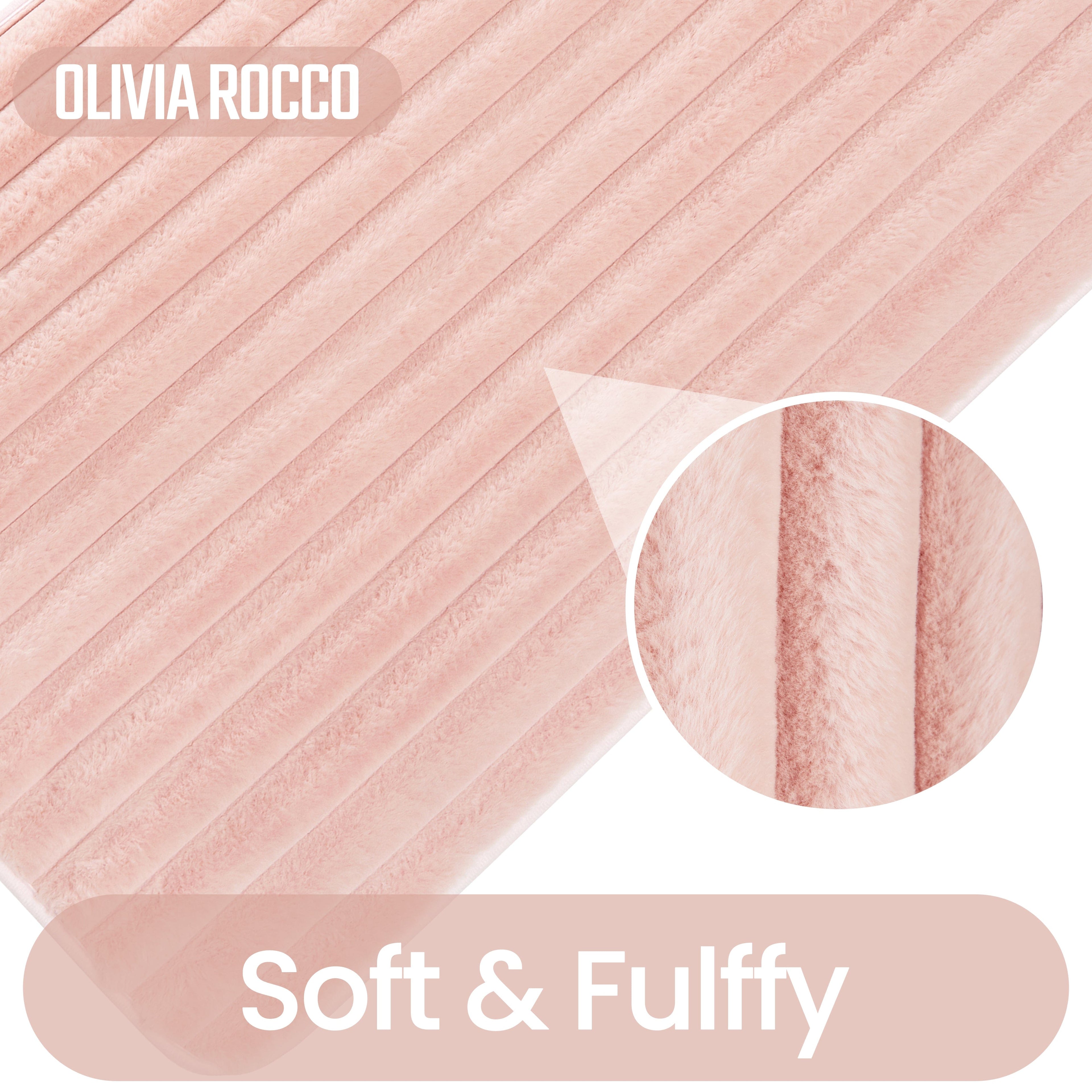 Ribbed Bath Mat Set Pink Extra Soft - 2 Piece