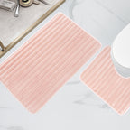 Ribbed Bath Mat Set Pink Extra Soft - 2 Piece