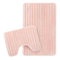 Ribbed Bath Mat Set Pink Extra Soft - 2 Piece