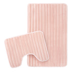 Ribbed Bath Mat Set Pink Extra Soft - 2 Piece
