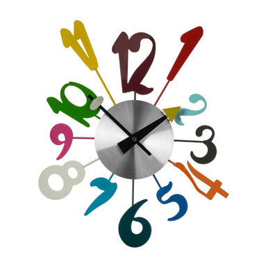Multicolour Funky Numbers Decorative Wall Clock
