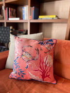 Coral with starfish illustration Art Cushion, made from Vegan friendly Suede