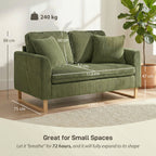 2 Seater Sofa, 140 cm Loveseat Sofa, Dark Green