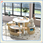 Five-Piece Kids Table and Chairs Set with Storage, for Ages 3-8 Years