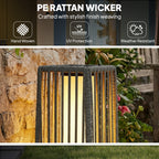Solar Rattan Floor Lamp/ Garden Lantern with Auto-switch LED Lights, IP44