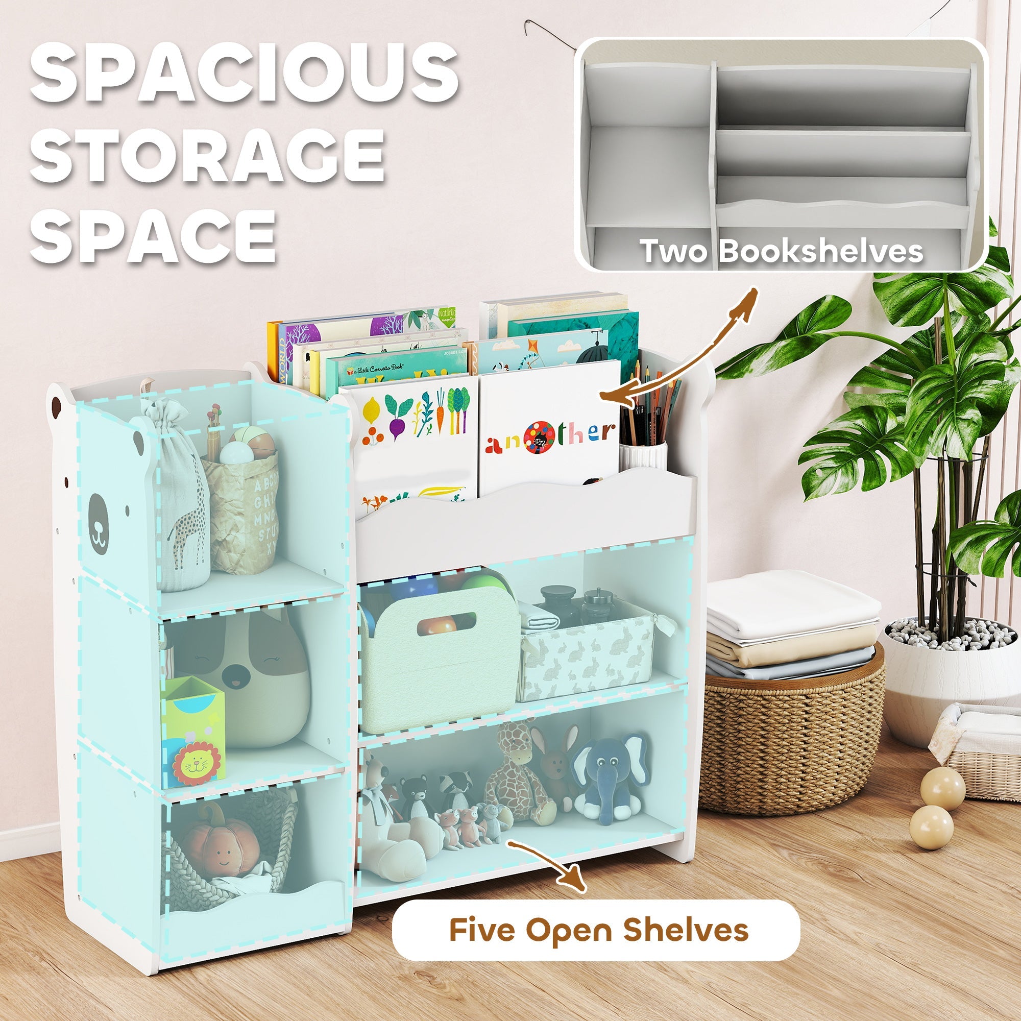 Kids Toy Storage Unit, Bookshelf and Toy Organiser