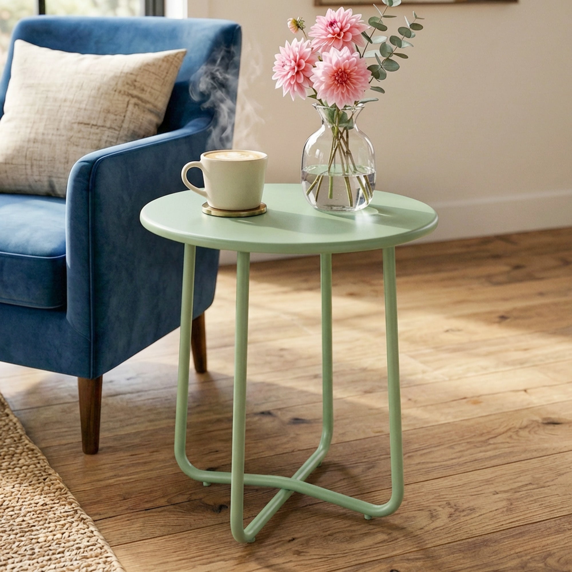 Round Garden Side Table, Metal