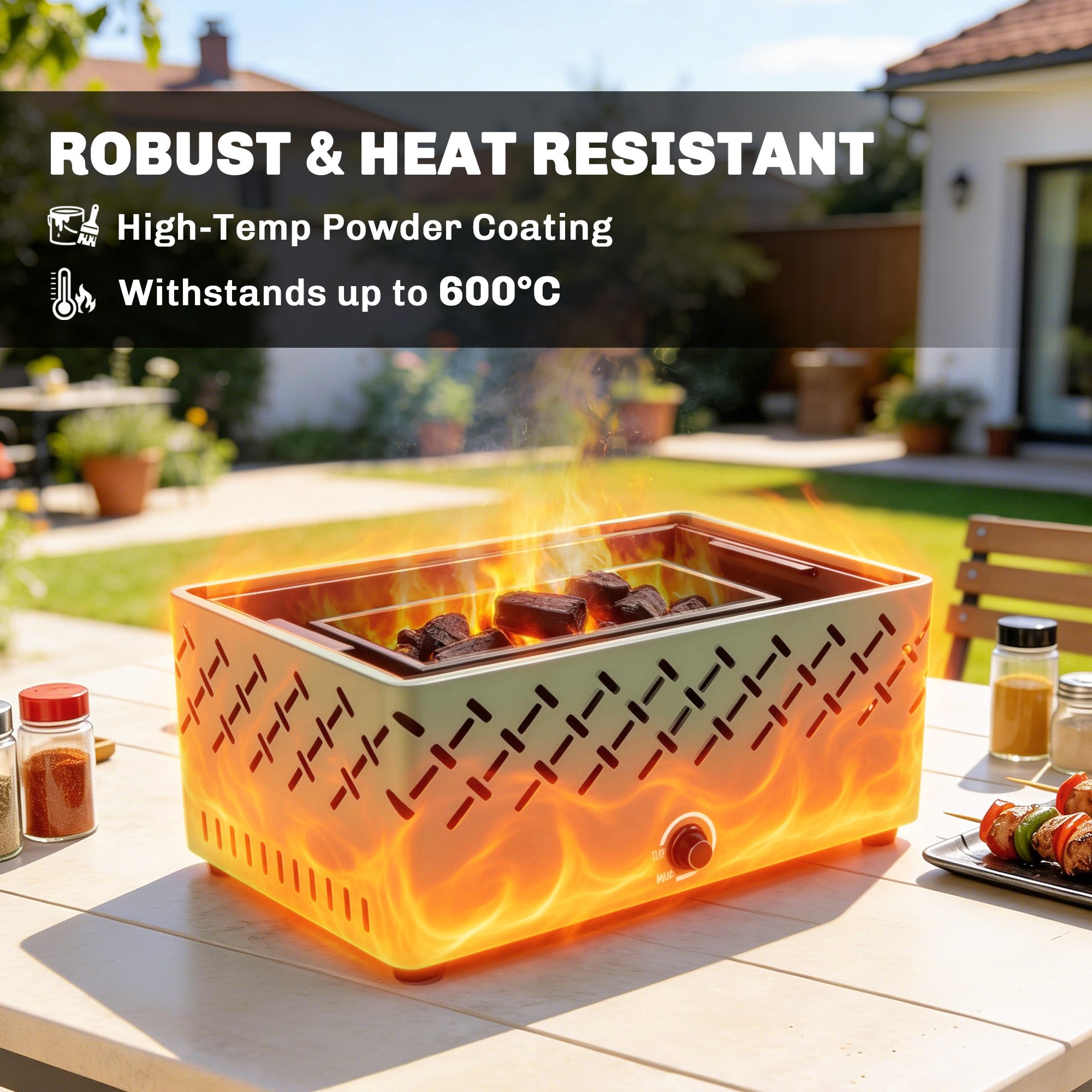Portable Charcoal BBQ with Built-in Fan for Camping Picnic