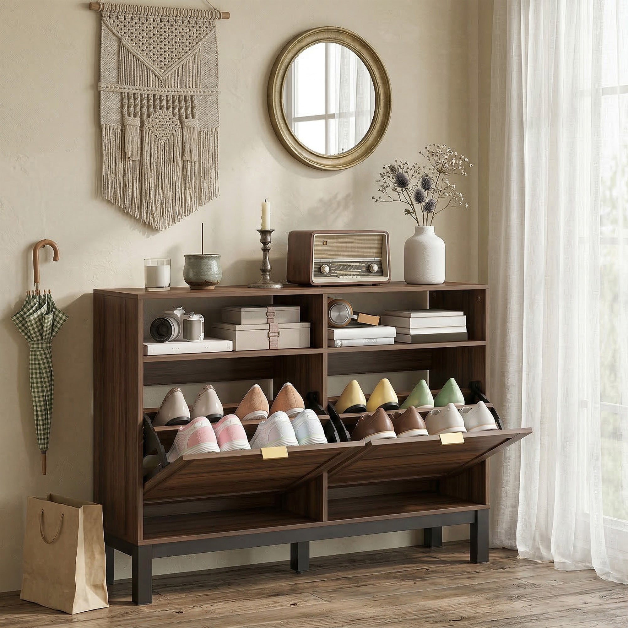 Narrow Shoe Storage Top for Entryway Hallway