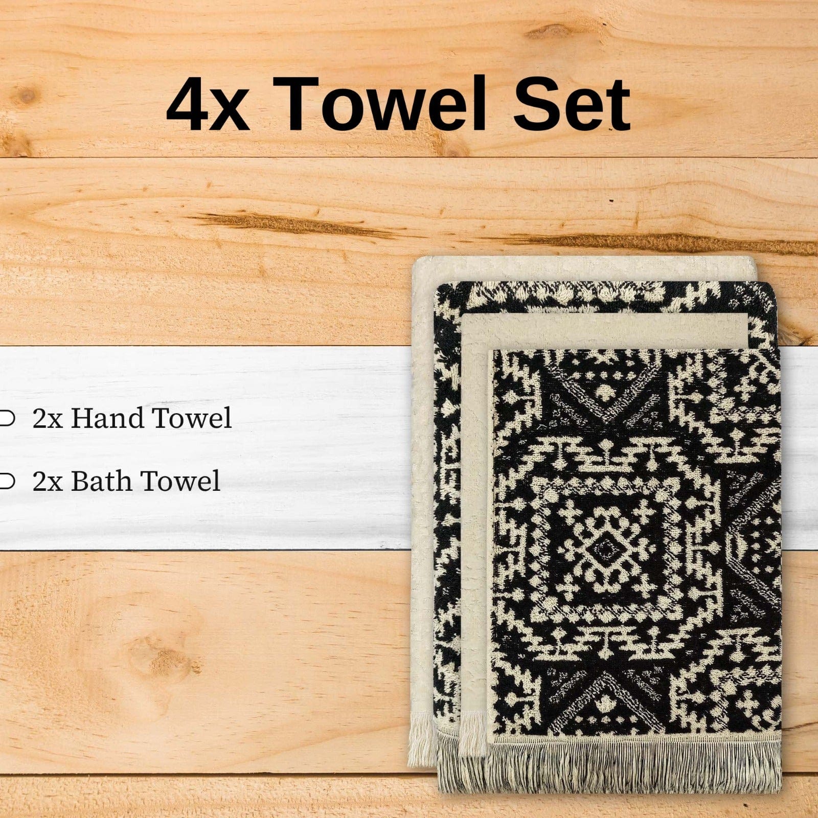 Moroccan Jacquard Cotton Towel Set – 4 Piece 500GSM 100% Cotton
