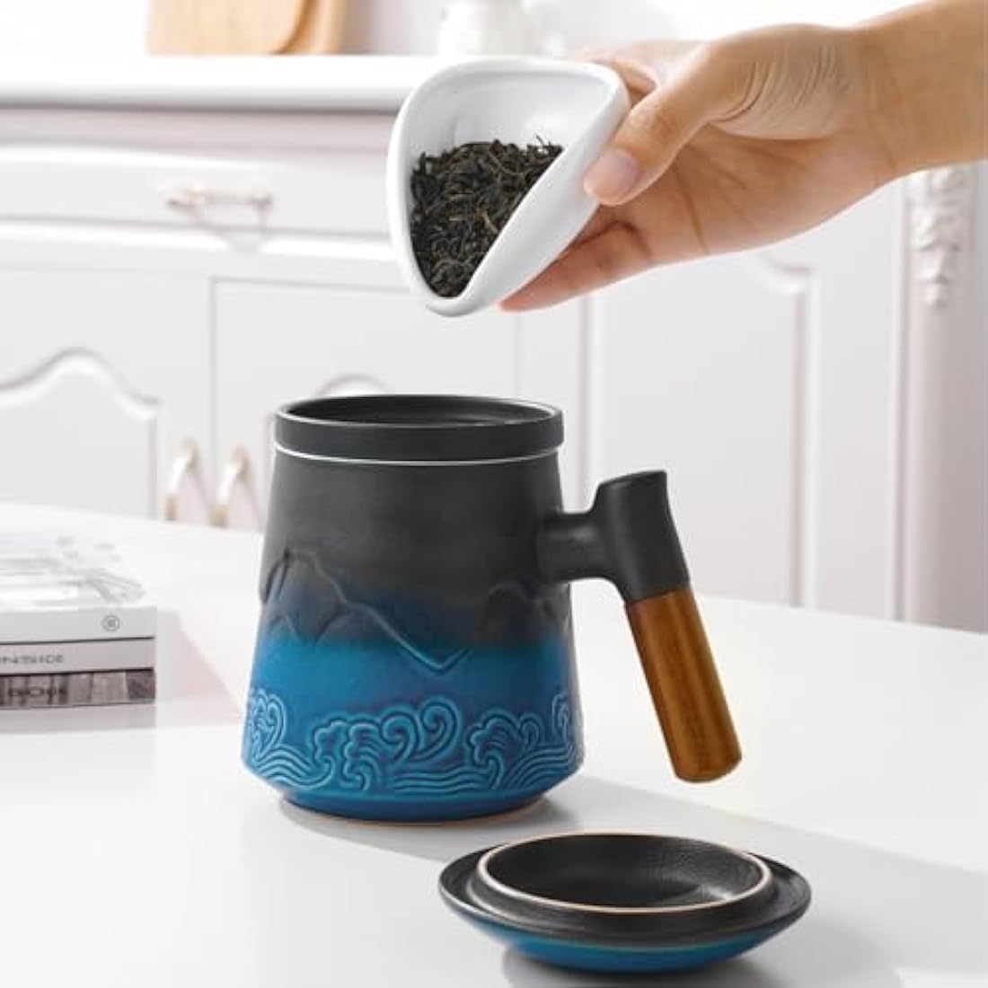 Ceramic Tea Mug with Infuser and Lid for Loose Leaf Tea Diffusers