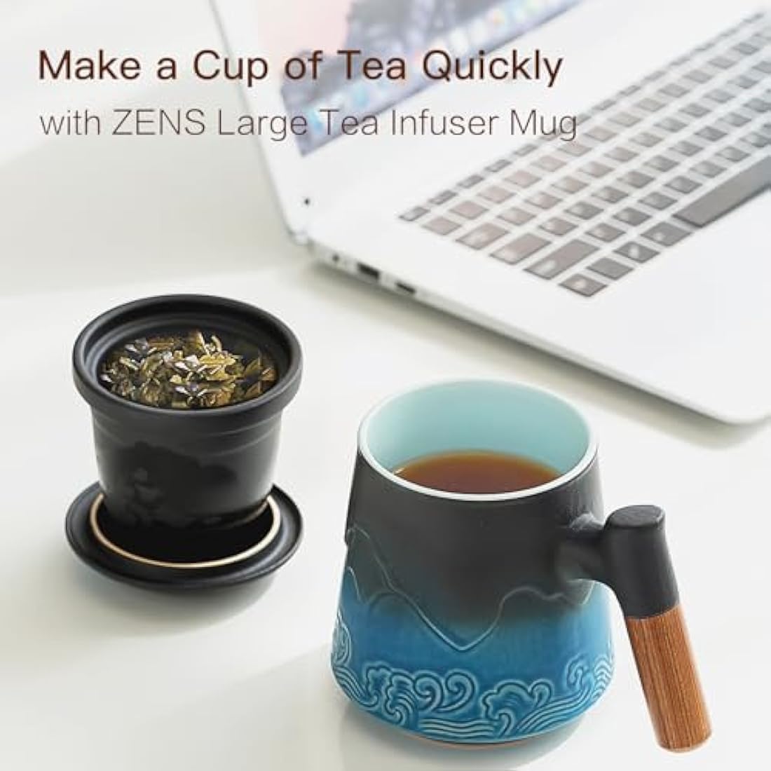 Ceramic Tea Mug with Infuser and Lid for Loose Leaf Tea Diffusers