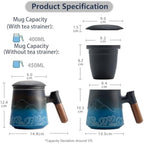 Ceramic Tea Mug with Infuser and Lid for Loose Leaf Tea Diffusers