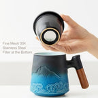 Ceramic Tea Mug with Infuser and Lid for Loose Leaf Tea Diffusers