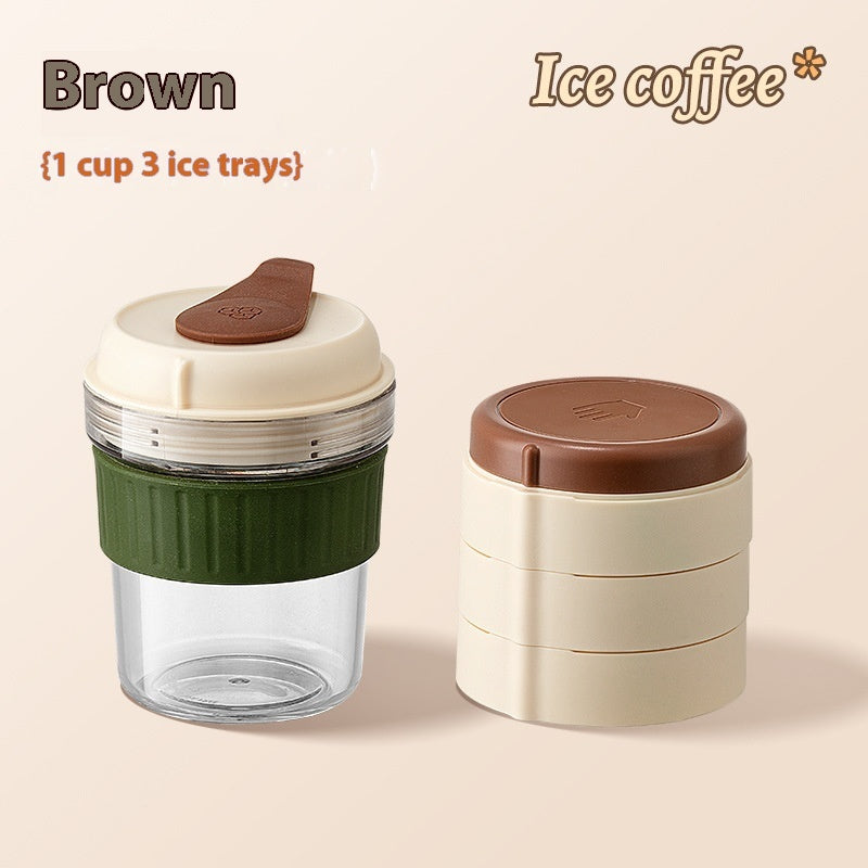 500ML Iced Brew Coffee Cup With Ice Cube Tray Leak Proof