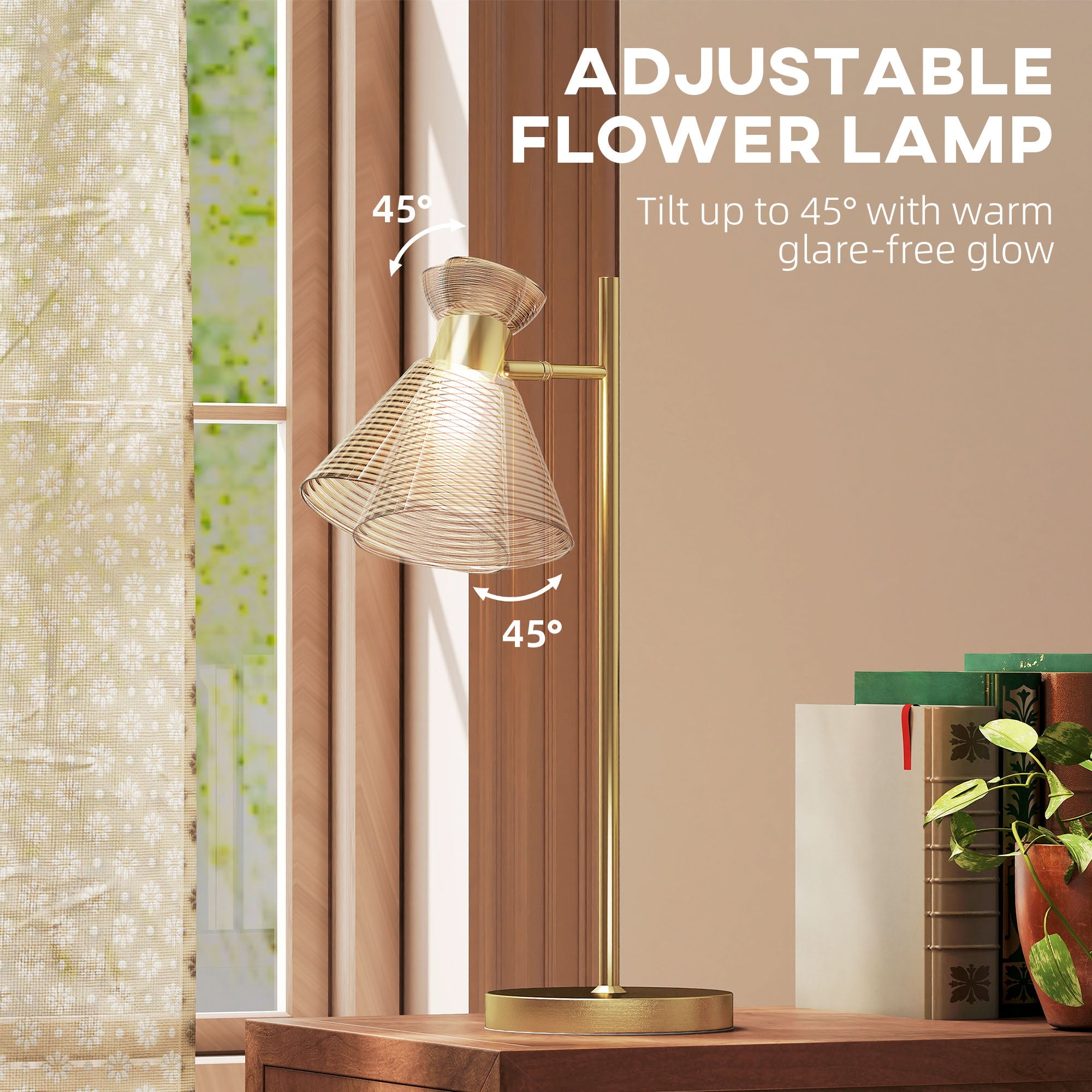 Modern Bedside Table Lamp with Adjustable Flower-Shaped Head