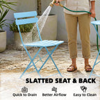Folding Garden Bistro Set, Light Blue