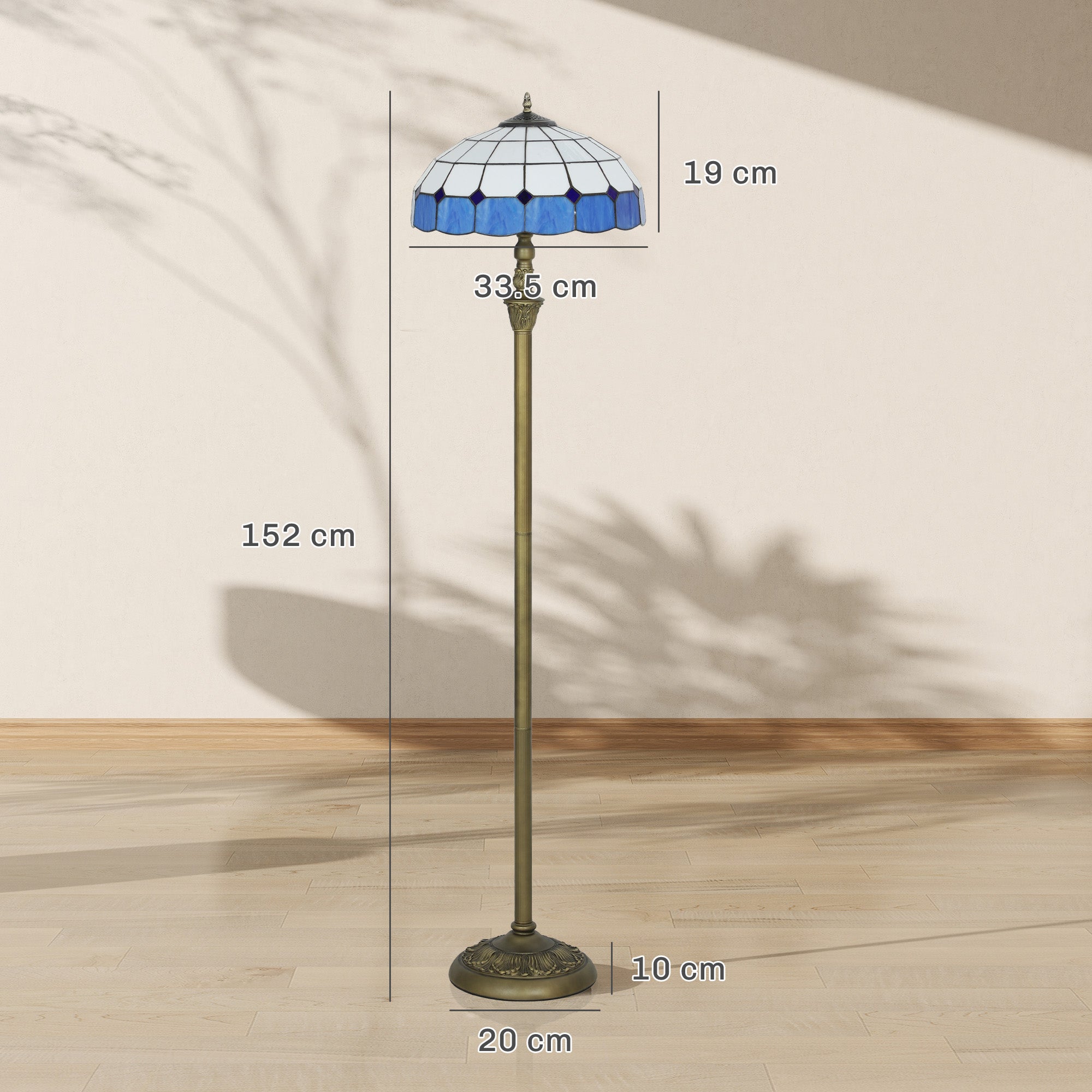 Vintage Floor Lamp with Handcrafted Stained Glass Shade