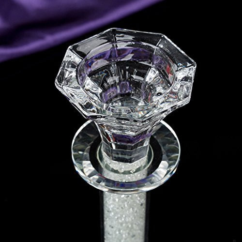 Crystal Tea light Dinner Candle Holder Set 2, Crushed Diamond - Gift Box