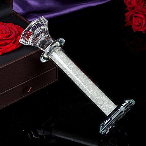 Crystal Tea light Dinner Candle Holder Set 2, Crushed Diamond - Gift Box